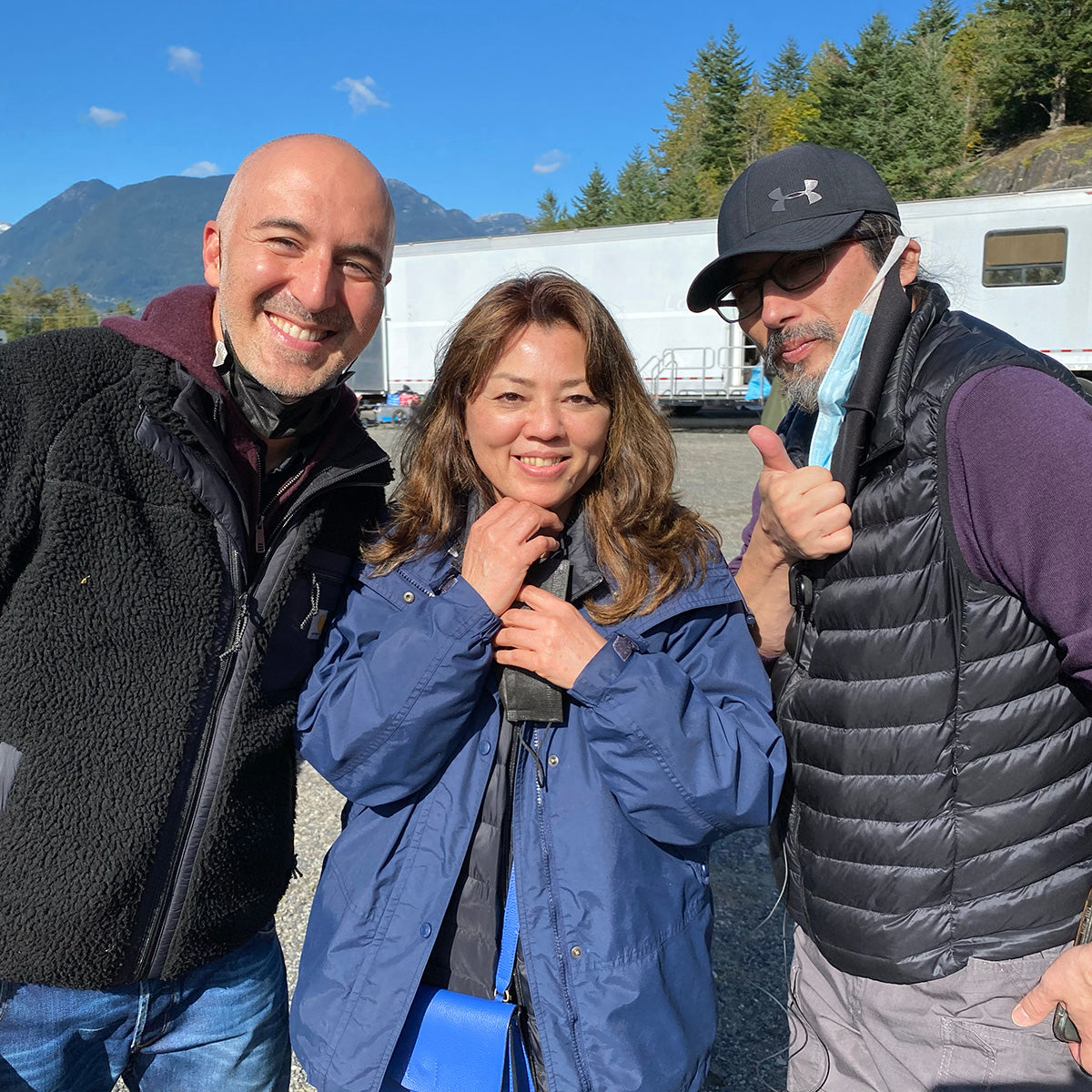 On the set of the award-winning series "Shōgun." A moment with star and producer Hiroyuki Sanada and lead Costume Designer Carlos Rosario, during the collaborative process of bringing unparalleled authenticity to the screen.